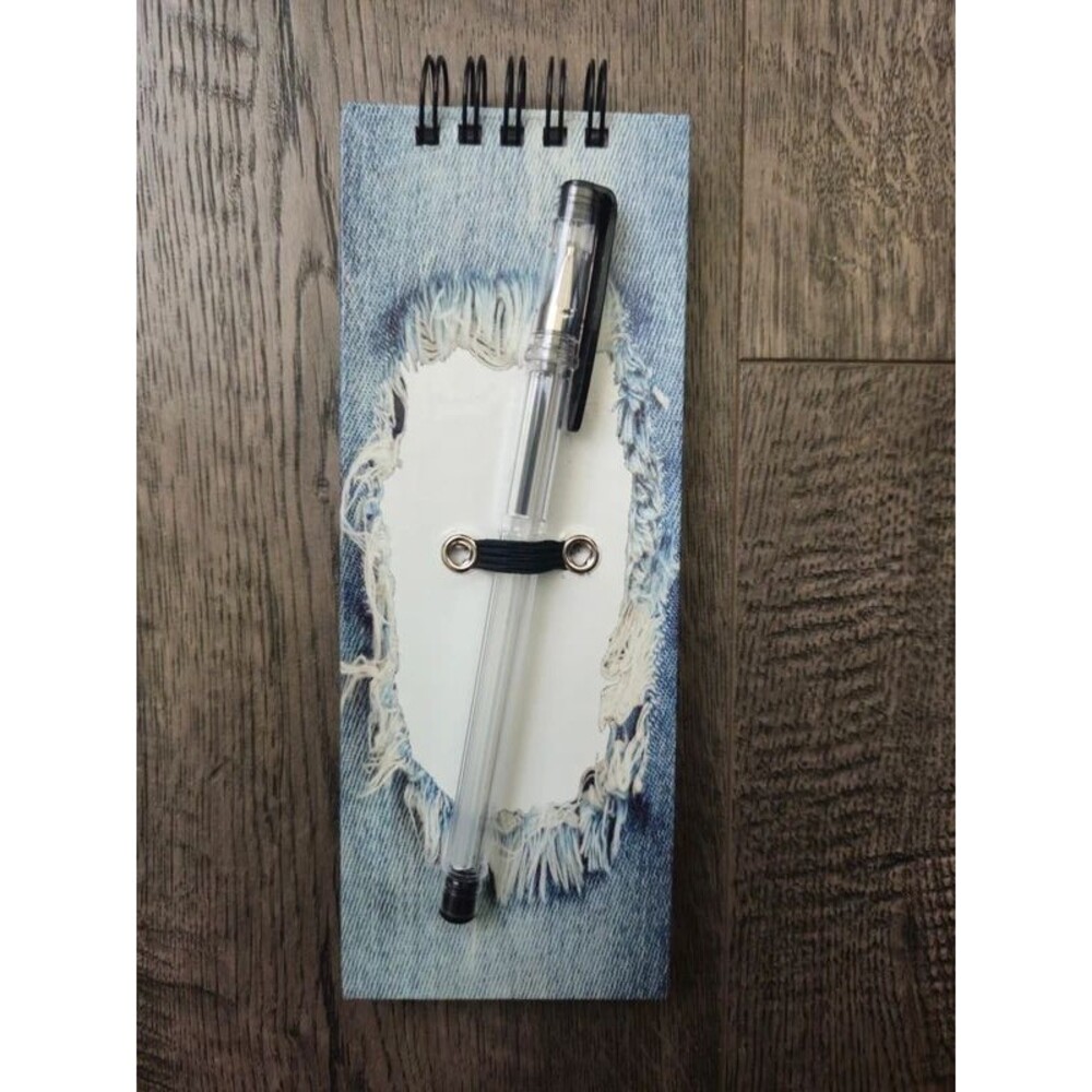 Denim Ripped Jeans Shopping List Pad with Pen Spiral Notebook